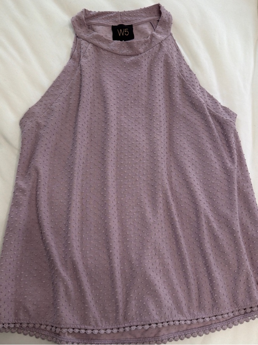 Francesca's Collections Lavender Textured High-Neck Tank Top